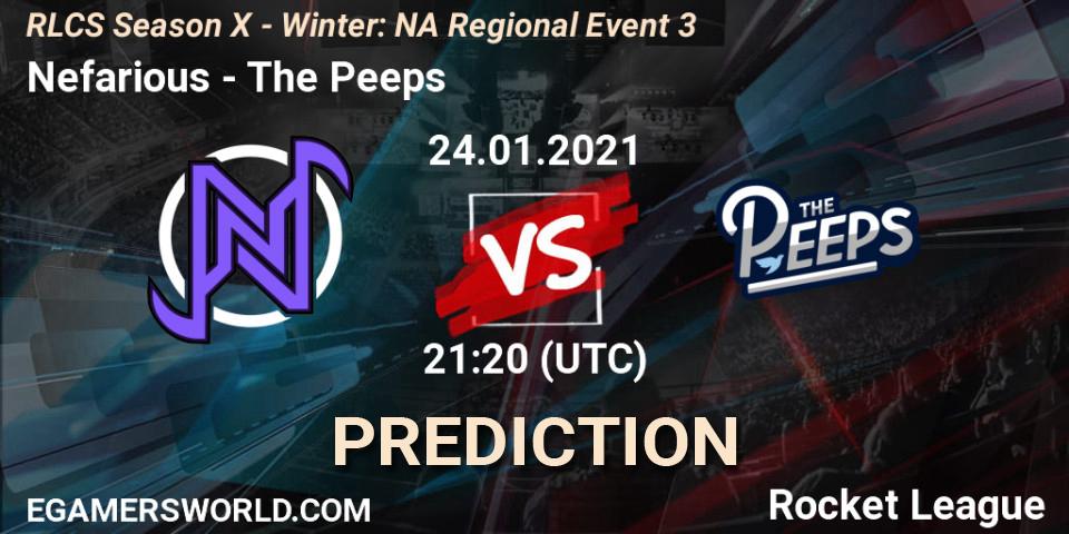 Prognose für das Spiel Nefarious VS The Peeps. 24.01.2021 at 21:20. Rocket League - RLCS Season X - Winter: NA Regional Event 3