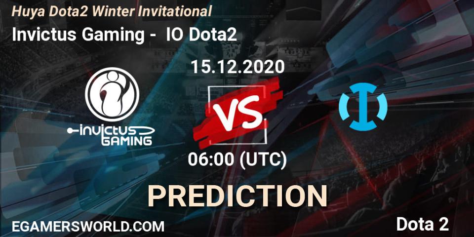Prognose für das Spiel Invictus Gaming VS IO Dota2. 20.12.2020 at 09:10. Dota 2 - Huya Dota2 Winter Invitational