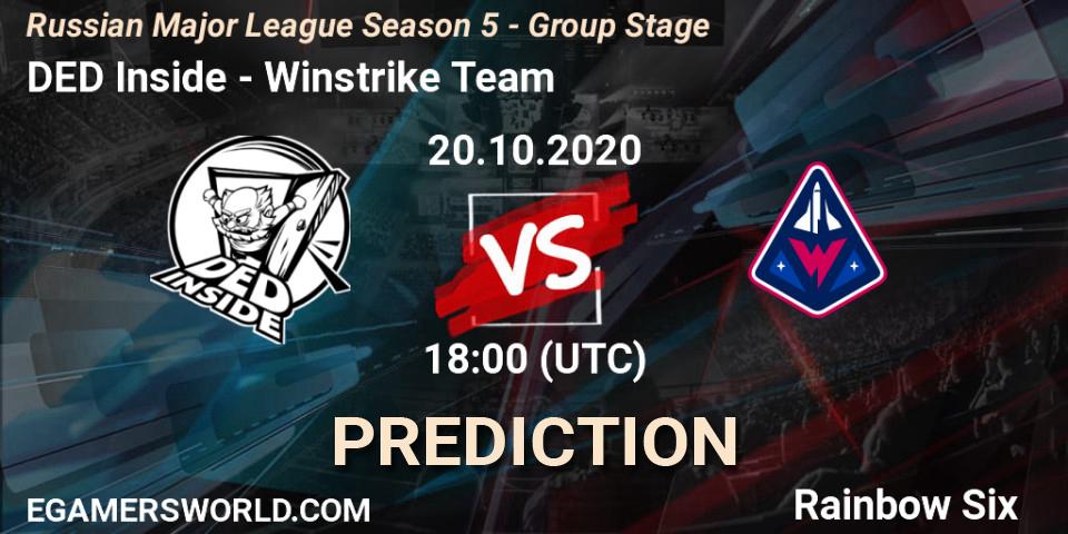 Prognose für das Spiel DED Inside VS Winstrike Team. 20.10.20. Rainbow Six - Russian Major League Season 5 - Group Stage