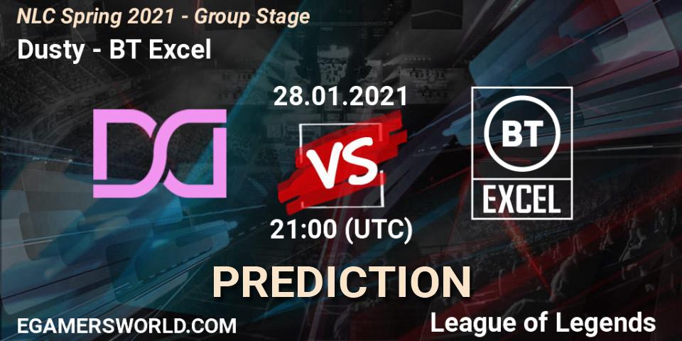 Prognose für das Spiel Dusty VS BT Excel. 28.01.2021 at 21:30. LoL - NLC Spring 2021 - Group Stage