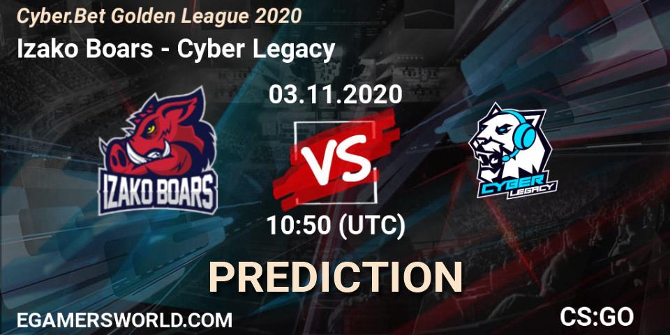 Prognose für das Spiel Izako Boars VS Cyber Legacy. 03.11.2020 at 10:50. Counter-Strike (CS2) - Cyber.Bet Golden League 2020