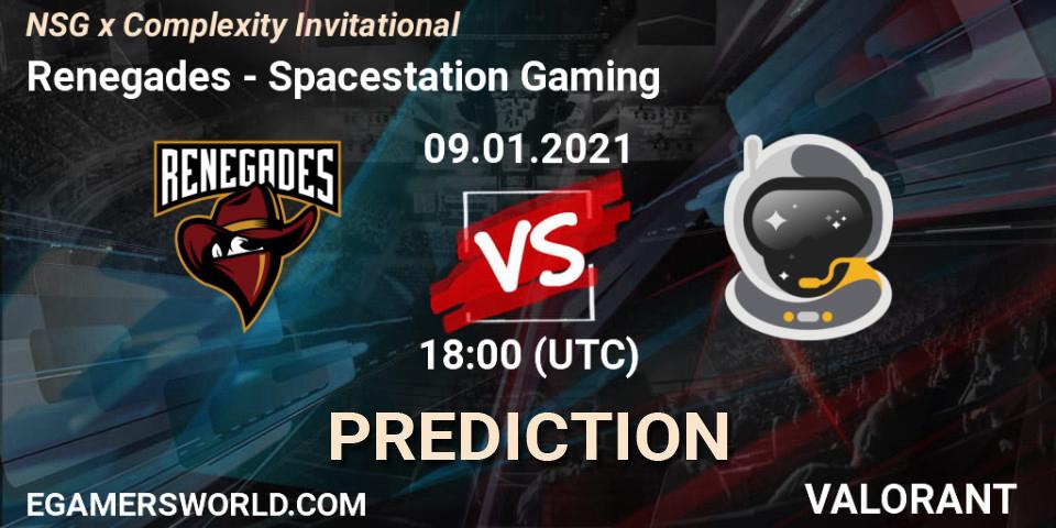Prognose für das Spiel Renegades VS Spacestation Gaming. 09.01.2021 at 21:00. VALORANT - NSG x Complexity Invitational