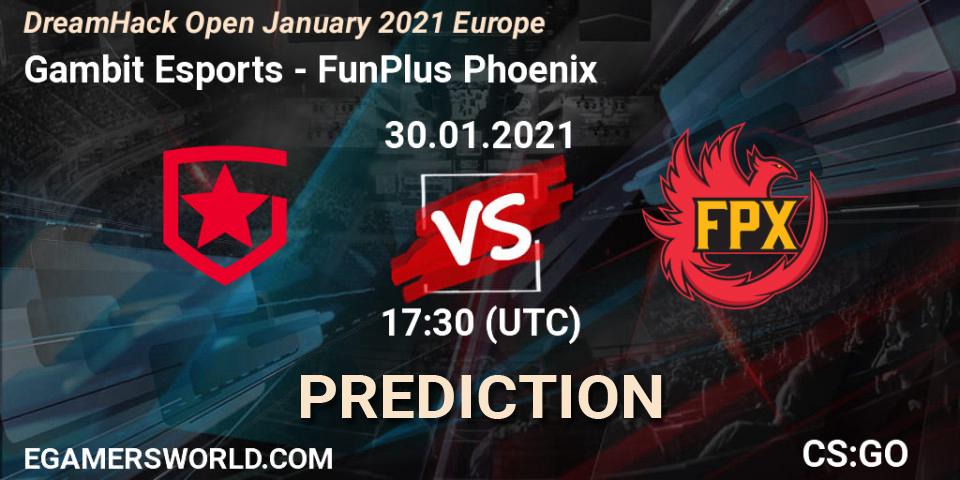 Prognose für das Spiel Gambit Esports VS FunPlus Phoenix. 30.01.21. CS2 (CS:GO) - DreamHack Open January 2021 Europe