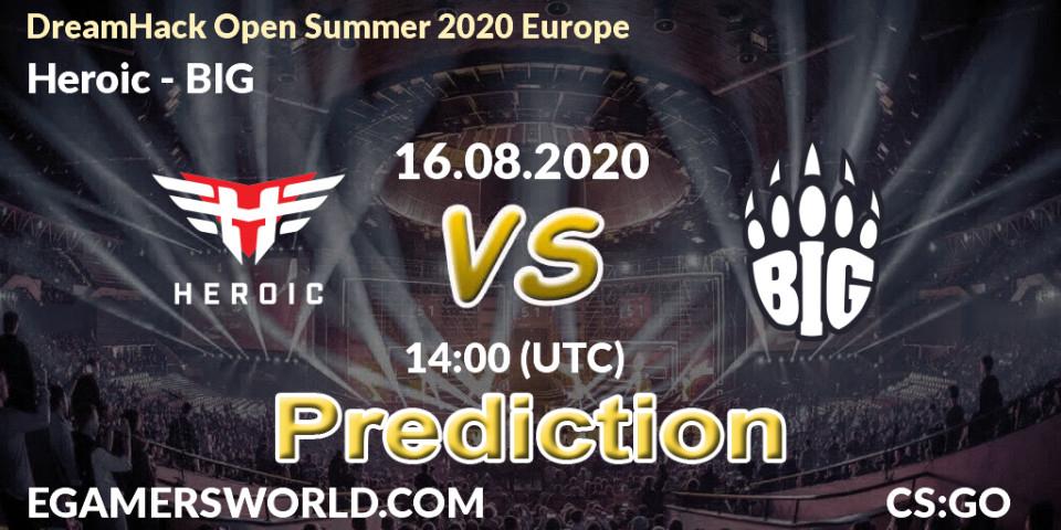 Prognose für das Spiel Heroic VS BIG. 16.08.20. CS2 (CS:GO) - DreamHack Open Summer 2020 Europe