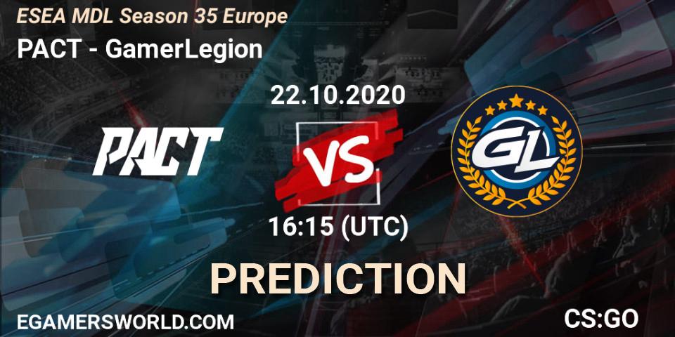 Prognose für das Spiel PACT VS GamerLegion. 22.10.20. CS2 (CS:GO) - ESEA MDL Season 35 Europe