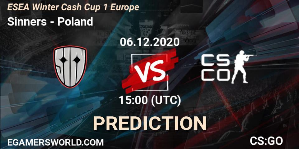 Prognose für das Spiel Sinners VS Poland. 06.12.2020 at 15:00. Counter-Strike (CS2) - ESEA Winter Cash Cup 1 Europe