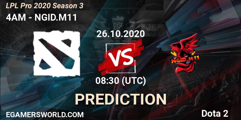 Prognose für das Spiel 4AM VS NGID.M11. 26.10.20. Dota 2 - LPL Pro 2020 Season 3