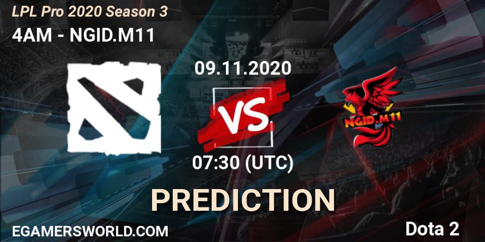 Prognose für das Spiel 4AM VS NGID.M11. 09.11.20. Dota 2 - LPL Pro 2020 Season 3