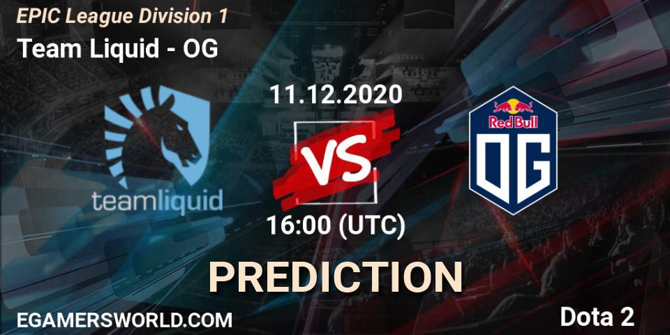 Prognose für das Spiel Team Liquid VS OG. 11.12.2020 at 16:00. Dota 2 - EPIC League Division 1