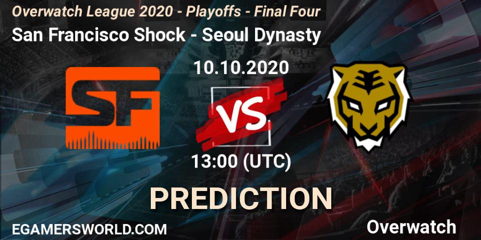 Prognose für das Spiel San Francisco Shock VS Seoul Dynasty. 10.10.20. Overwatch - Overwatch League 2020 - Playoffs - Final Four
