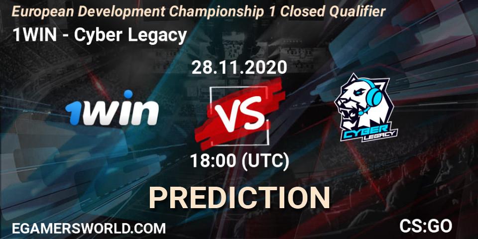 Prognose für das Spiel 1WIN VS Cyber Legacy. 28.11.2020 at 19:00. Counter-Strike (CS2) - European Development Championship 1 Closed Qualifier