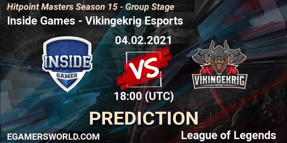Prognose für das Spiel Inside Games VS Vikingekrig Esports. 04.02.2021 at 18:30. LoL - Hitpoint Masters Season 15 - Group Stage
