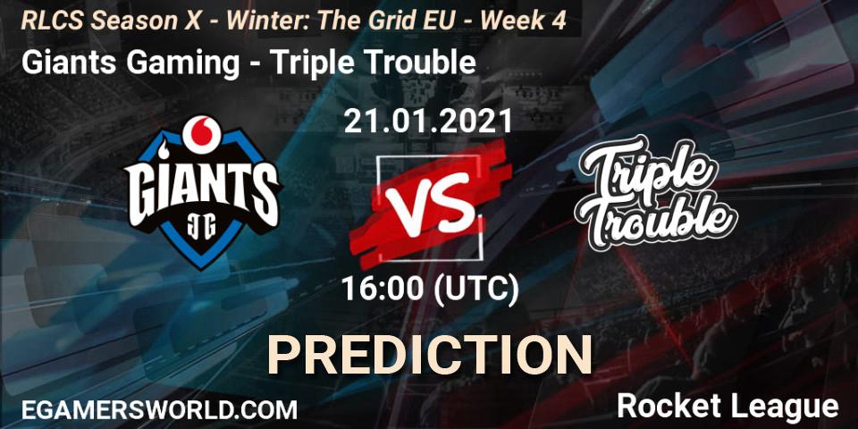 Prognose für das Spiel Giants Gaming VS Triple Trouble. 21.01.21. Rocket League - RLCS Season X - Winter: The Grid EU - Week 4