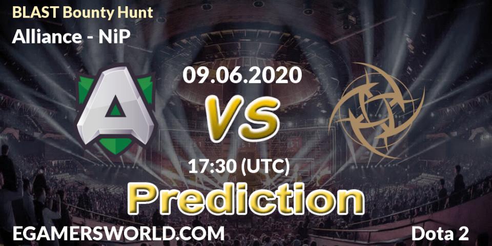 Prognose für das Spiel Alliance VS NiP. 09.06.20. Dota 2 - BLAST Bounty Hunt