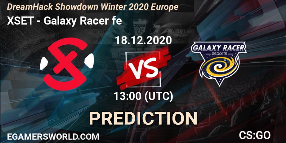 Prognose für das Spiel XSET VS Galaxy Racer fe. 18.12.20. CS2 (CS:GO) - DreamHack Showdown Winter 2020 Europe