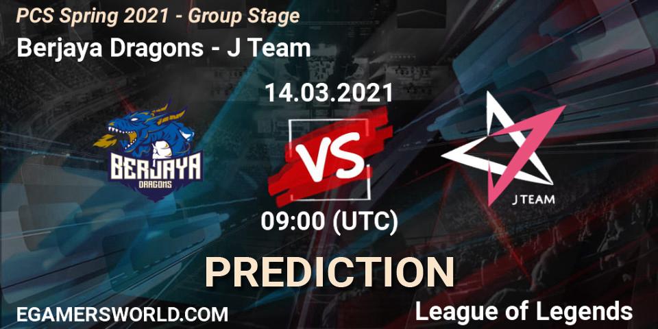 Prognose für das Spiel Berjaya Dragons VS J Team. 14.03.2021 at 09:00. LoL - PCS Spring 2021 - Group Stage