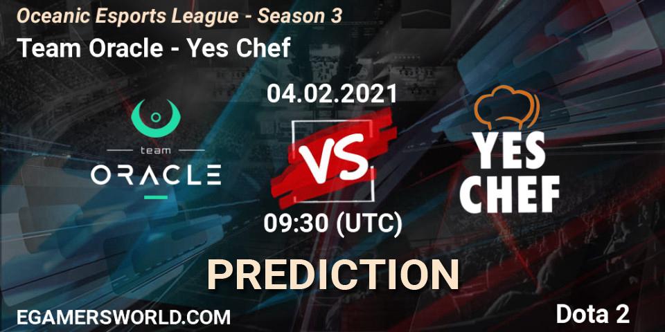 Prognose für das Spiel Team Oracle VS Yes Chef. 04.02.21. Dota 2 - Oceanic Esports League - Season 3