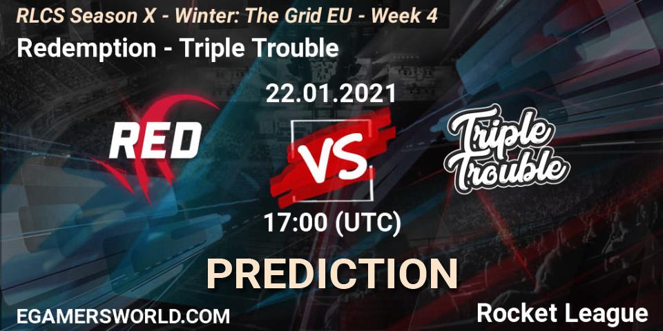 Prognose für das Spiel Redemption VS Triple Trouble. 22.01.21. Rocket League - RLCS Season X - Winter: The Grid EU - Week 4