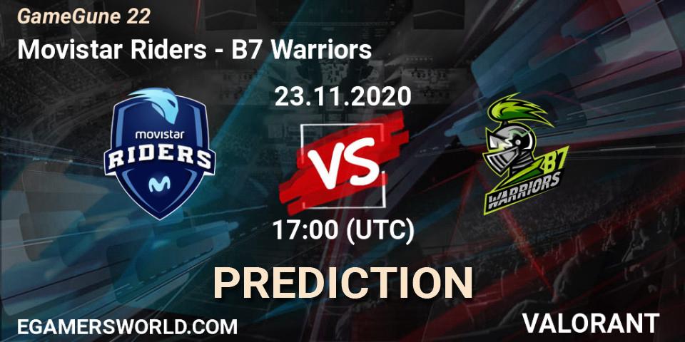 Prognose für das Spiel Movistar Riders VS B7 Warriors. 23.11.2020 at 17:00. VALORANT - GameGune 22