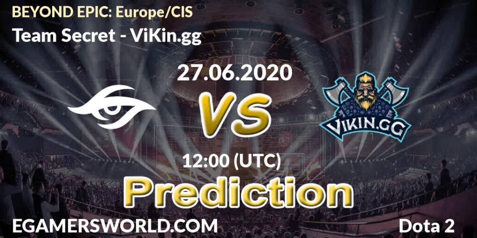 Prognose für das Spiel Team Secret VS ViKin.gg. 27.06.20. Dota 2 - BEYOND EPIC: Europe/CIS