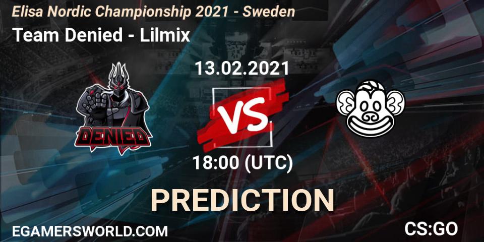 Prognose für das Spiel Team Denied VS Lilmix. 13.02.21. CS2 (CS:GO) - Elisa Nordic Championship 2021 - Sweden