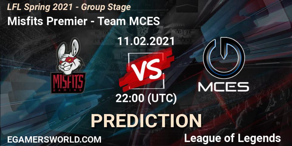 Prognose für das Spiel Misfits Premier VS Team MCES. 11.02.21. LoL - LFL Spring 2021 - Group Stage