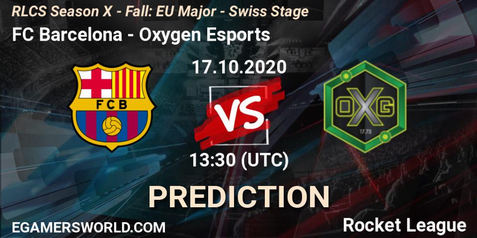 Prognose für das Spiel FC Barcelona VS Oxygen Esports. 17.10.20. Rocket League - RLCS Season X - Fall: EU Major - Swiss Stage