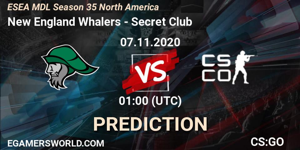 Prognose für das Spiel New England Whalers VS Secret Club. 07.11.20. CS2 (CS:GO) - ESEA MDL Season 35 North America