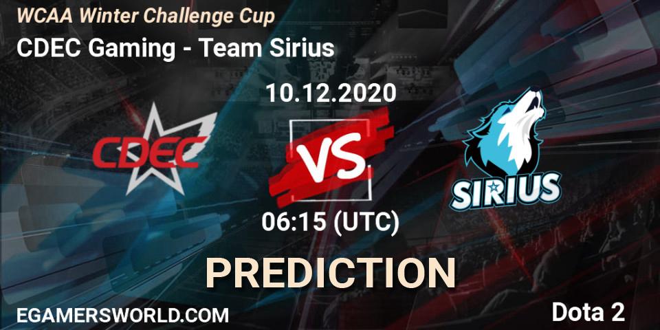 Prognose für das Spiel CDEC Gaming VS Team Sirius. 10.12.20. Dota 2 - WCAA Winter Challenge Cup