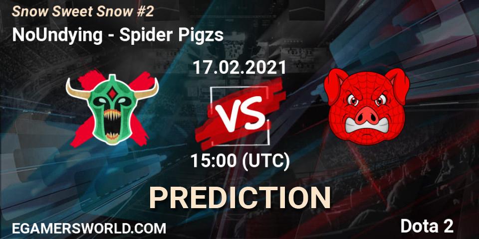 Prognose für das Spiel NoUndying VS Spider Pigzs. 17.02.2021 at 15:00. Dota 2 - Snow Sweet Snow #2