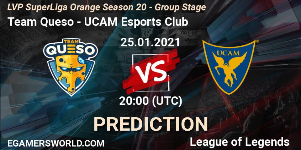 Prognose für das Spiel Team Queso VS UCAM Esports Club. 25.01.2021 at 20:00. LoL - LVP SuperLiga Orange Season 20 - Group Stage