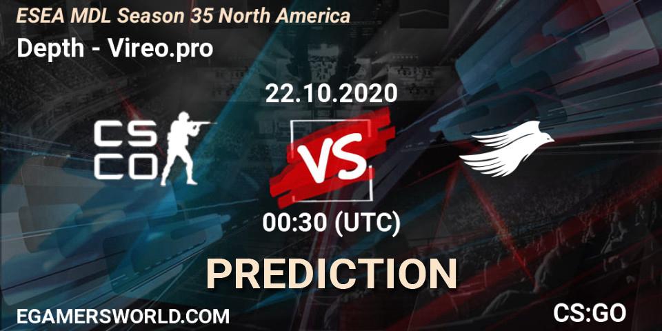 Prognose für das Spiel Depth VS Vireo.pro. 22.10.2020 at 00:30. Counter-Strike (CS2) - ESEA MDL Season 35 North America