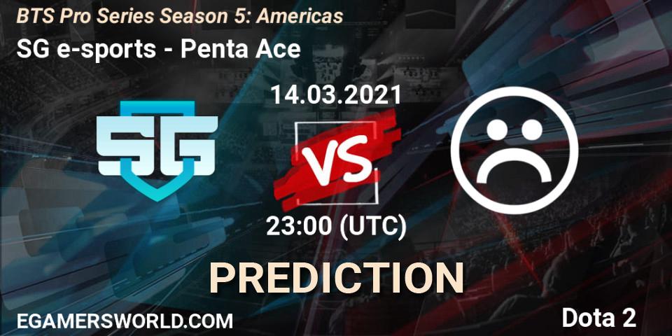 Prognose für das Spiel SG e-sports VS Penta Ace. 14.03.2021 at 22:16. Dota 2 - BTS Pro Series Season 5: Americas