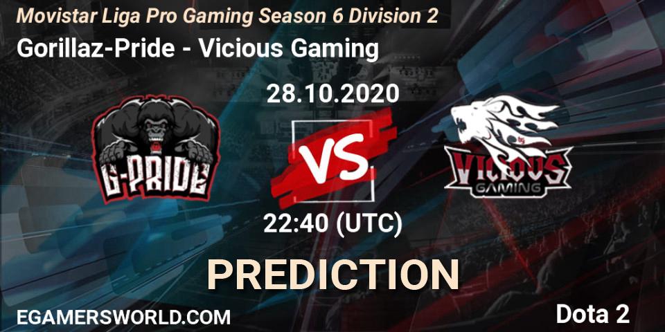 Prognose für das Spiel Gorillaz-Pride VS Vicious Gaming. 30.10.20. Dota 2 - Movistar Liga Pro Gaming Season 6 Division 2