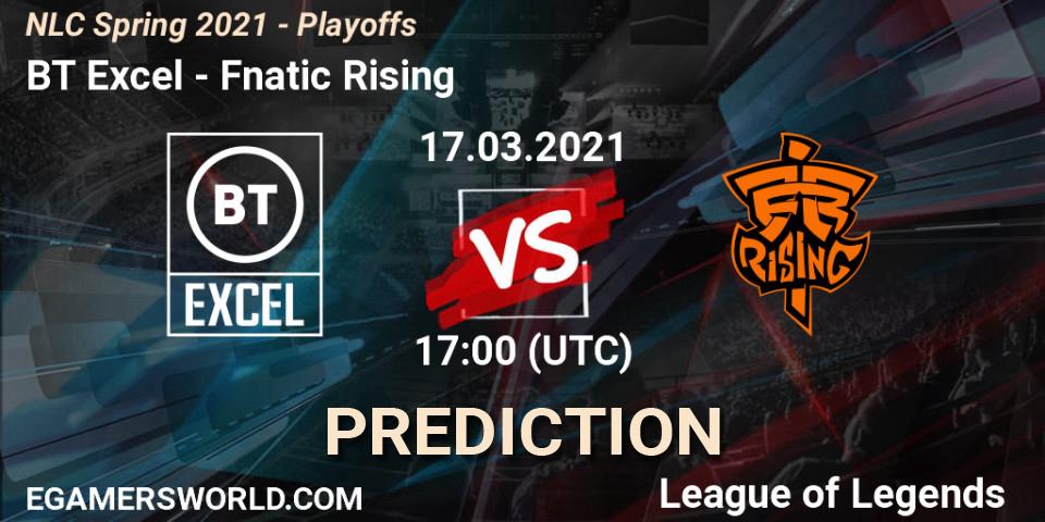 Prognose für das Spiel BT Excel VS Fnatic Rising. 17.03.2021 at 17:00. LoL - NLC Spring 2021 - Playoffs