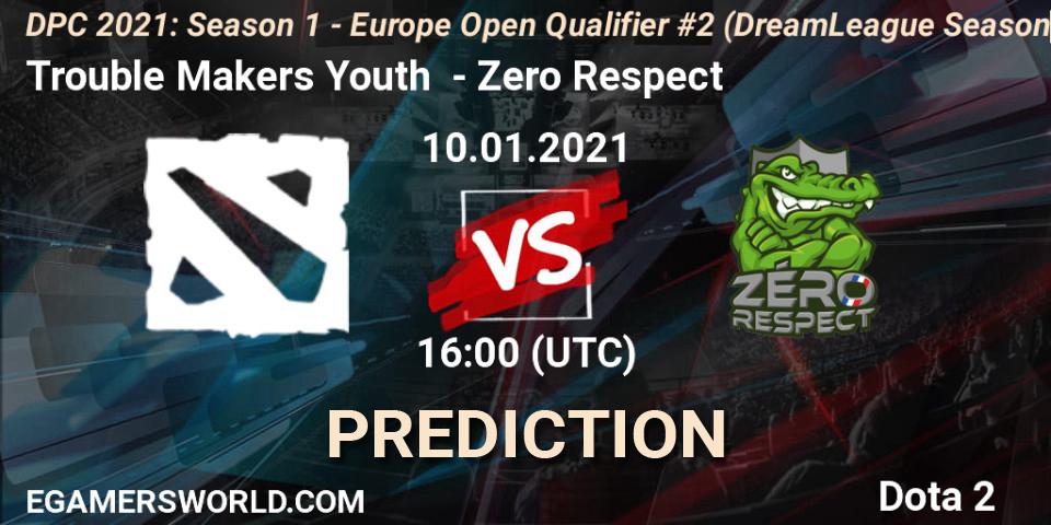 Prognose für das Spiel Trouble Makers Youth VS Zero Respect. 10.01.2021 at 16:05. Dota 2 - DPC 2021: Season 1 - Europe Open Qualifier #2 (DreamLeague Season 14)