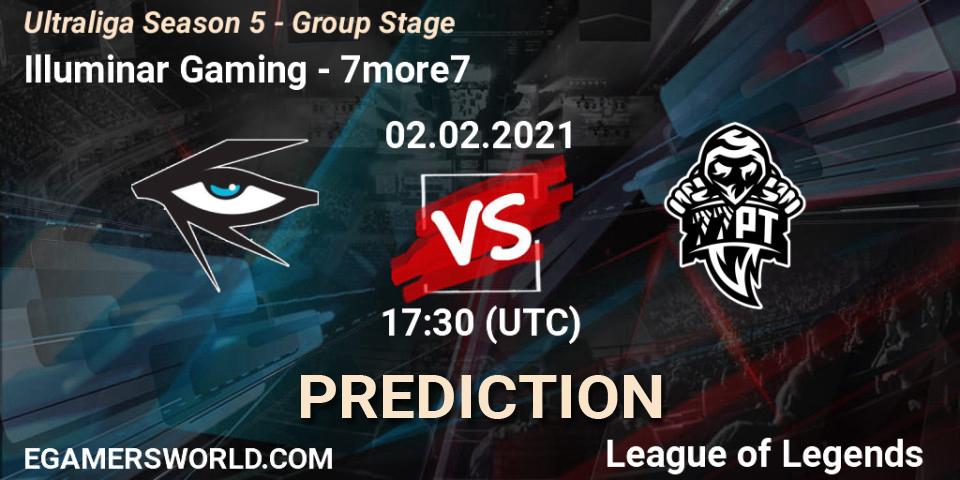 Prognose für das Spiel Illuminar Gaming VS 7more7. 02.02.2021 at 17:30. LoL - Ultraliga Season 5 - Group Stage