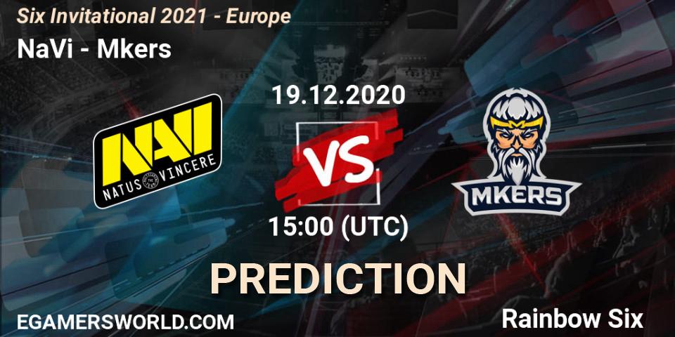 Prognose für das Spiel NaVi VS Mkers. 19.12.2020 at 15:00. Rainbow Six - Six Invitational 2021 - Europe