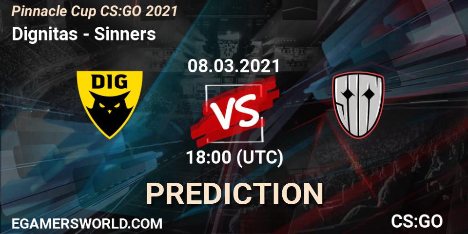 Prognose für das Spiel Dignitas VS Sinners. 08.03.2021 at 18:00. Counter-Strike (CS2) - Pinnacle Cup #1