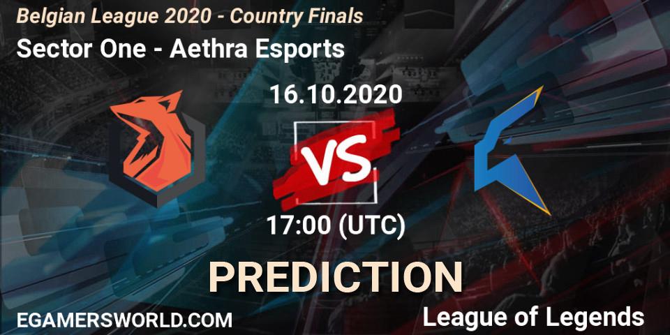 Prognose für das Spiel Sector One VS Aethra Esports. 16.10.2020 at 17:24. LoL - Belgian League 2020 - Country Finals