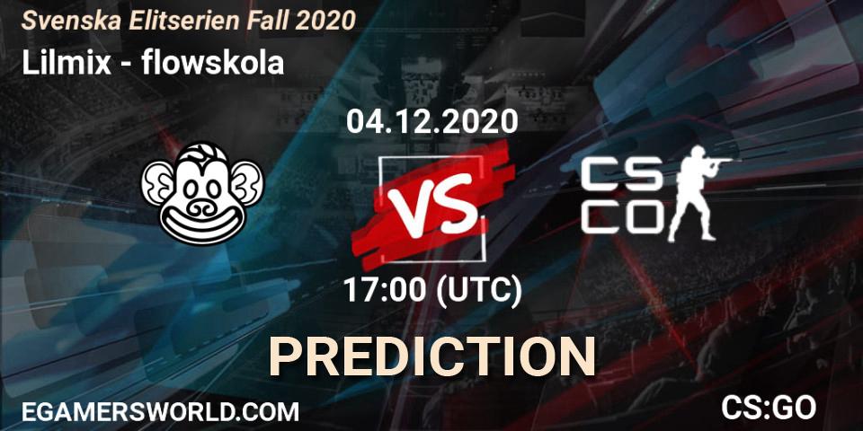 Prognose für das Spiel Lilmix VS flowskola. 04.12.2020 at 17:00. Counter-Strike (CS2) - Svenska Elitserien Fall 2020