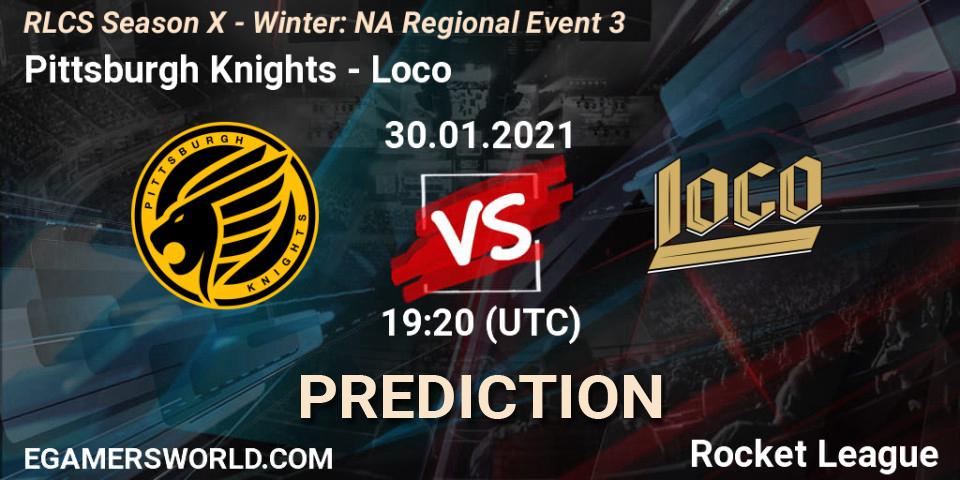 Prognose für das Spiel Pittsburgh Knights VS Loco. 30.01.2021 at 19:20. Rocket League - RLCS Season X - Winter: NA Regional Event 3