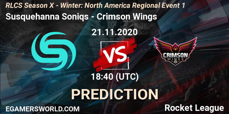 Prognose für das Spiel Susquehanna Soniqs VS Crimson Wings. 21.11.2020 at 18:40. Rocket League - RLCS Season X - Winter: North America Regional Event 1