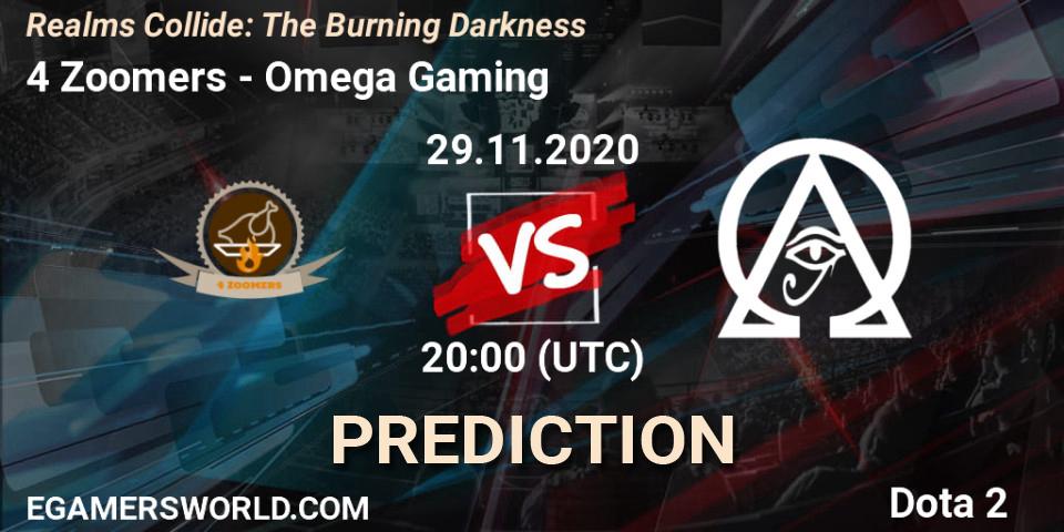 Prognose für das Spiel 4 Zoomers VS Omega Gaming. 29.11.2020 at 20:02. Dota 2 - Realms Collide: The Burning Darkness