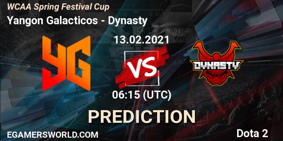 Prognose für das Spiel Yangon Galacticos VS Dynasty. 13.02.2021 at 06:30. Dota 2 - WCAA Spring Festival Cup