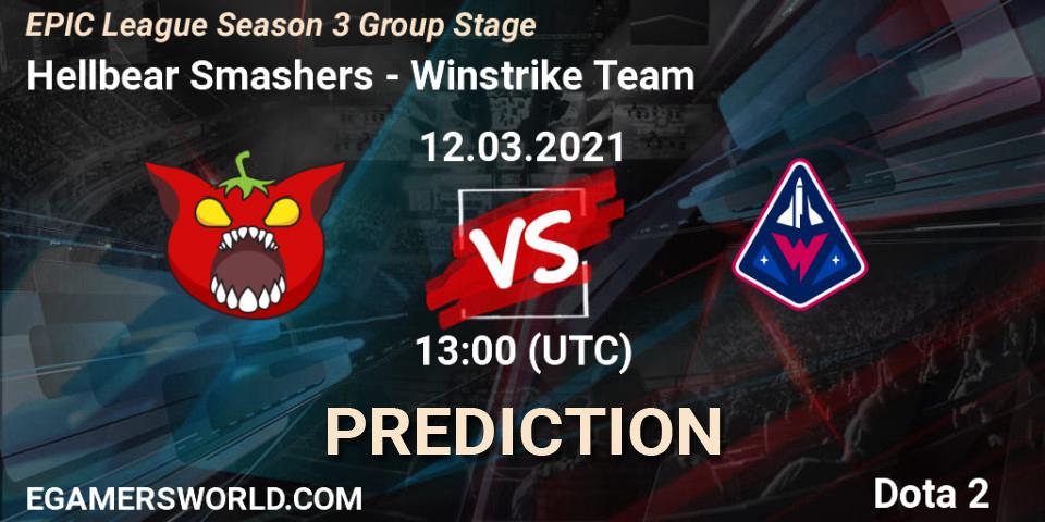 Prognose für das Spiel Hellbear Smashers VS Winstrike Team. 12.03.2021 at 13:01. Dota 2 - EPIC League Season 3 Group Stage