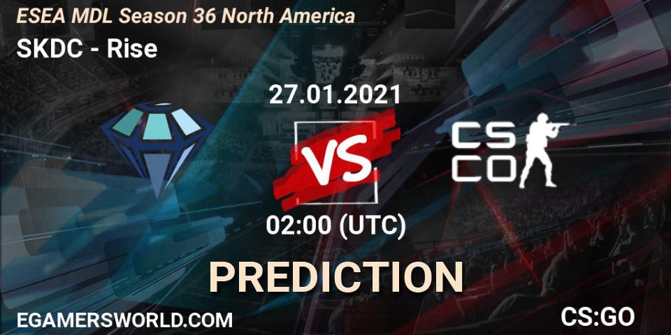 Prognose für das Spiel SKDC VS Rise. 27.01.2021 at 02:00. Counter-Strike (CS2) - MDL ESEA Season 36: North America - Premier Division