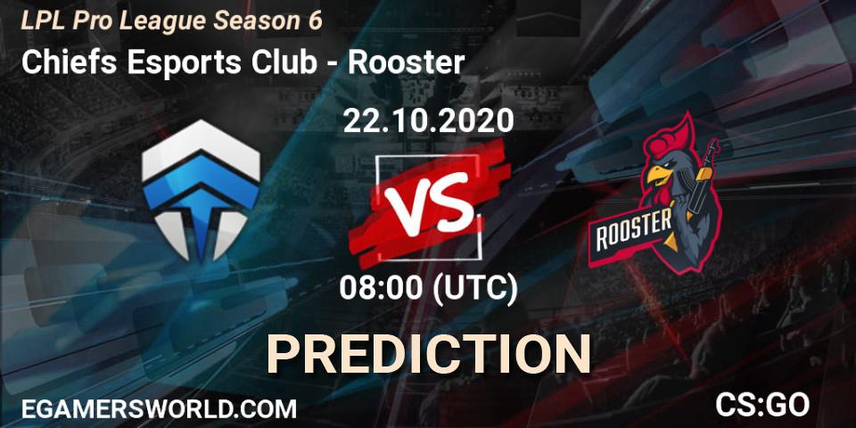 Prognose für das Spiel Chiefs Esports Club VS Rooster. 22.10.2020 at 08:00. Counter-Strike (CS2) - LPL Pro League Season 6