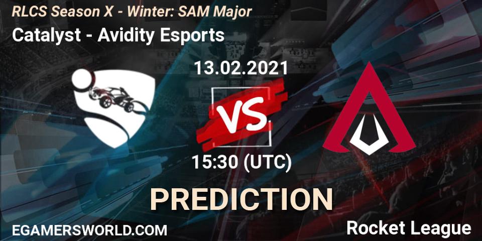 Prognose für das Spiel Catalyst VS Avidity Esports. 13.02.2021 at 15:30. Rocket League - RLCS Season X - Winter: SAM Major