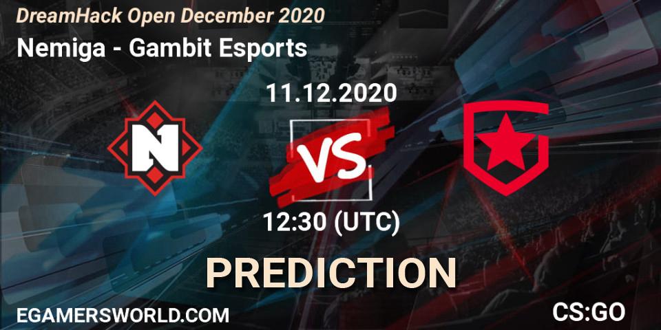 Prognose für das Spiel Nemiga VS Gambit Esports. 11.12.2020 at 12:55. Counter-Strike (CS2) - DreamHack Open December 2020